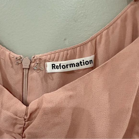 Reformation Dress The Butterfly Midi Flutter Sleeve in Blush Pink - Picture 4 of 8